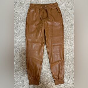 Bagatelle Brown Faux Leather Jogger Pants